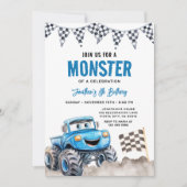 Invitation Fête d'anniversaire de course de camion monstre bl (Devant)