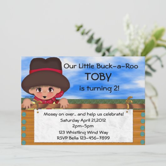 Invitation Fête d'anniversaire de cowboy (Debout devant)