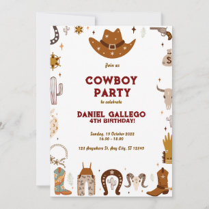 Invitation Fête d'anniversaire de Cowboy