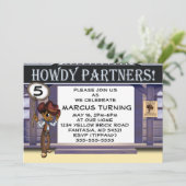 Invitation Fête d'anniversaire de Cowboy afro-américain (Debout devant)