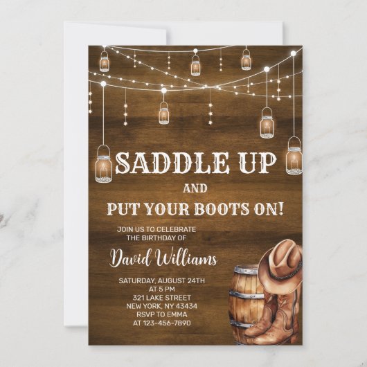 Invitation Fête d'anniversaire de cowboy occidental (Devant)