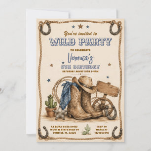 Invitation Fête d'anniversaire de cowgirl sauvage Fête d'anni