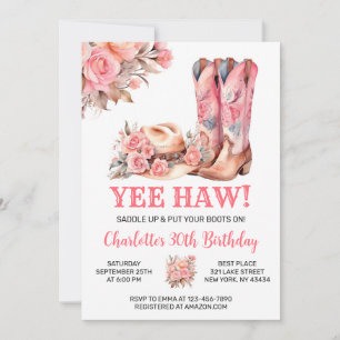 Invitation Fête d'anniversaire de cowgirl western rustique
