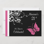 Invitation Fête d'anniversaire de Cranberry Pink (Devant)