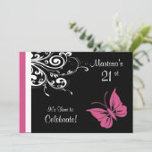 Invitation Fête d'anniversaire de Cranberry Pink (Debout devant)