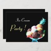 INVITATION FÊTE D'ANNIVERSAIRE DE CRÈME DE GLACE (Devant / Derrière)