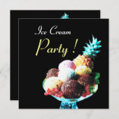 INVITATION FÊTE D'ANNIVERSAIRE DE CRÈME DE GLACE (Devant / Derrière)