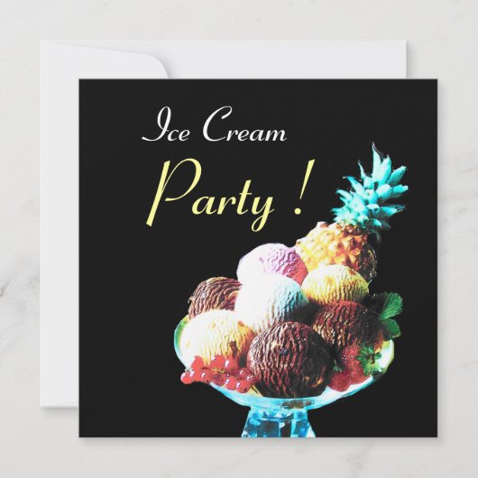 INVITATION FÊTE D'ANNIVERSAIRE DE CRÈME DE GLACE (Devant)