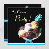 INVITATION FÊTE D'ANNIVERSAIRE DE CRÈME DE GLACE 2 (Devant / Derrière)