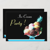 INVITATION FÊTE D'ANNIVERSAIRE DE CRÈME DE GLACE 2 (Devant / Derrière)