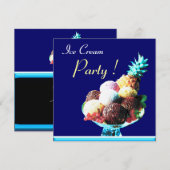 INVITATION FÊTE D'ANNIVERSAIRE DE CRÈME DE GLACE 2 (Devant / Derrière)