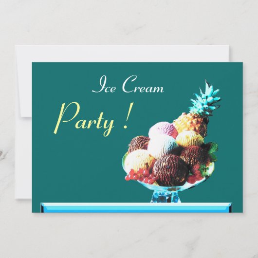 Invitation FÊTE D'ANNIVERSAIRE DE CRÈME DE GLACE 2, vert bleu (Devant)