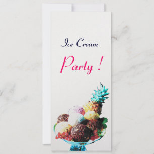 Invitation FÊTE D'ANNIVERSAIRE DE CRÈME DE GLACE, glace blanc