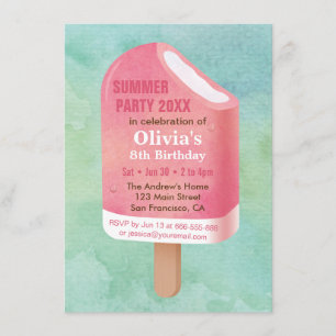 Invitation Fête d'anniversaire de crème glacée de Popsicle de
