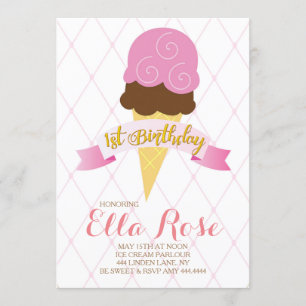 Invitation Fête d'anniversaire de crème glacée première