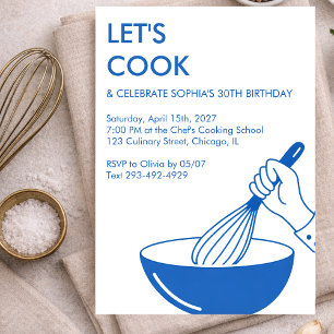 Invitation Fête d'anniversaire de cuisine Chef Foodie Culinai