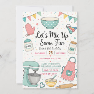 Invitation Fête d'anniversaire de cuisine de chef de fille pe