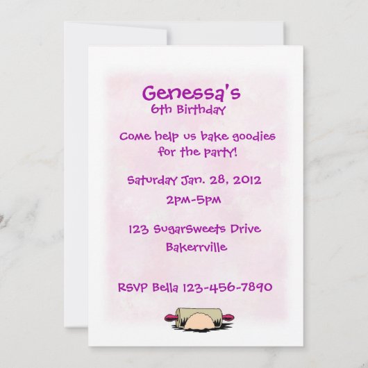 Invitation Fête d'anniversaire de cuisson (Dos)