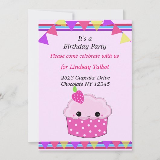 Invitation Fête d'anniversaire de Cupcake (Devant)
