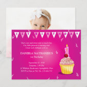 Invitation Fête d'anniversaire de Cupcake de petites (Devant / Derrière)