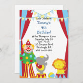Invitation Fête d'anniversaire de Custom Child Circus (Devant / Derrière)