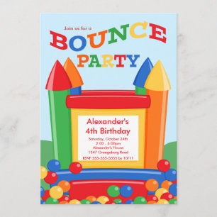 Invitation Fête d'anniversaire de Cute Ball Pit Bounce House