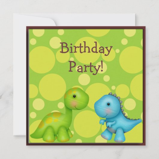 Invitation Fête d'anniversaire de Cute Dinosaurs (Dos)