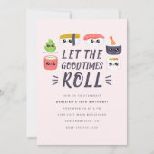 Invitation Fête d'anniversaire de Cute Kawaii Sushi Rolls (Devant)