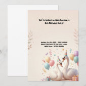 Invitation Fête d'anniversaire de Cygne Mignon (Devant / Derrière)