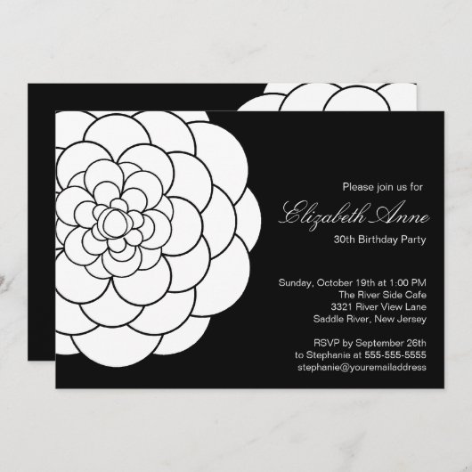 Invitation Fête d'anniversaire de Dahlia Bloom (Devant / Derrière)