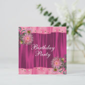 Invitation Fête d'anniversaire de Dahlia rose chaud (Debout devant)