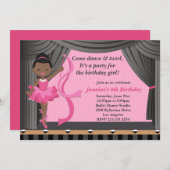 Invitation Fête d'anniversaire de danse de ballet (Devant / Derrière)
