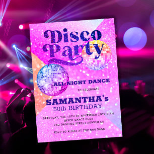 Invitation Fête d'anniversaire de danse disco tout âge 