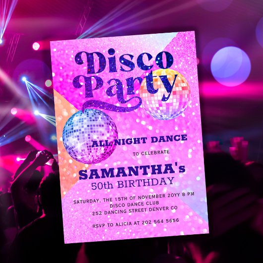 Invitation Fête d'anniversaire de danse disco tout âge