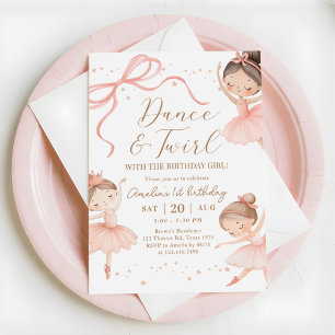 Invitation Fête d'anniversaire de danse et pirouette de balle