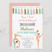 Invitation Fête d'anniversaire de danse gymnastique scintilla (Devant / Derrière)