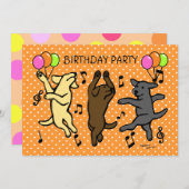 Invitation Fête d'anniversaire de danse heureuse de trio de (Devant / Derrière)