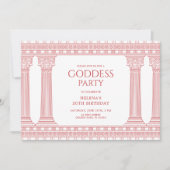 Invitation Fête d'anniversaire de déesse avec temple rose (Devant)