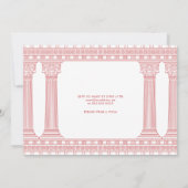 Invitation Fête d'anniversaire de déesse avec temple rose (Dos)
