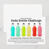 Invitation Fête d'anniversaire de défi de bouteille de soude (Devant / Derrière)