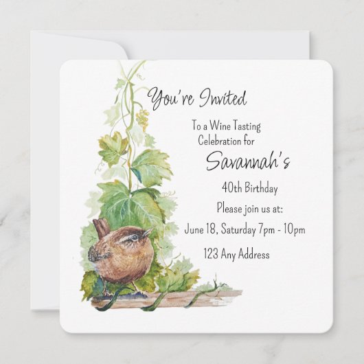 Invitation Fête d'anniversaire de dégustation de vin du vigno (Devant)