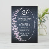 Invitation Fête d'anniversaire de Denim Diamond Rose Butterfl (Debout devant)