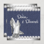 Invitation Fête d'anniversaire de Denim et Diamonds (Devant / Derrière)