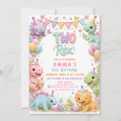 Invitation Fête d'anniversaire de deux ans de Dinosaur Two Re (Devant)