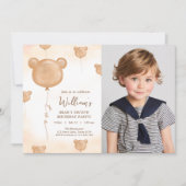 Invitation Fête d'anniversaire de deux ans Teddy Bear Balloon (Devant)