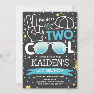 Invitation fête d'anniversaire de deux Cool Je suis deux Cool