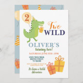 Invitation Fête d'anniversaire de deux crocodiles sauvages 2è (Devant / Derrière)