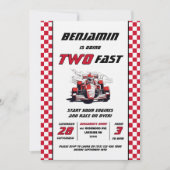 Invitation Fête d'anniversaire de deux voitures de course rap (Devant)