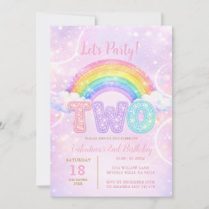 Invitation Fête d'anniversaire de deuxième anniversaire Rose 
