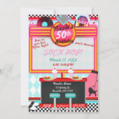 Invitation Fête d'anniversaire de diner rétro vintage années (Devant)